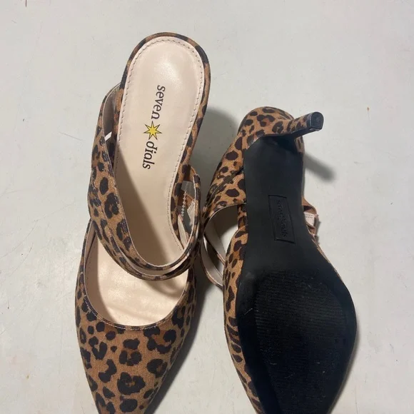 Seven dials tan/black animal print slides with 2.2” heel size 6 NWT - Picture 5 of 6